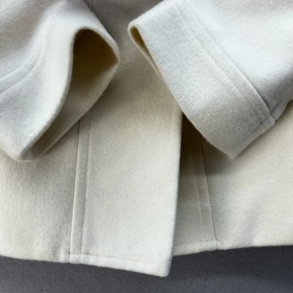 Banana Republic Pea Coat Women's Size S White 48% Wool Classic Elegant Preppy - Picture 4 of 11